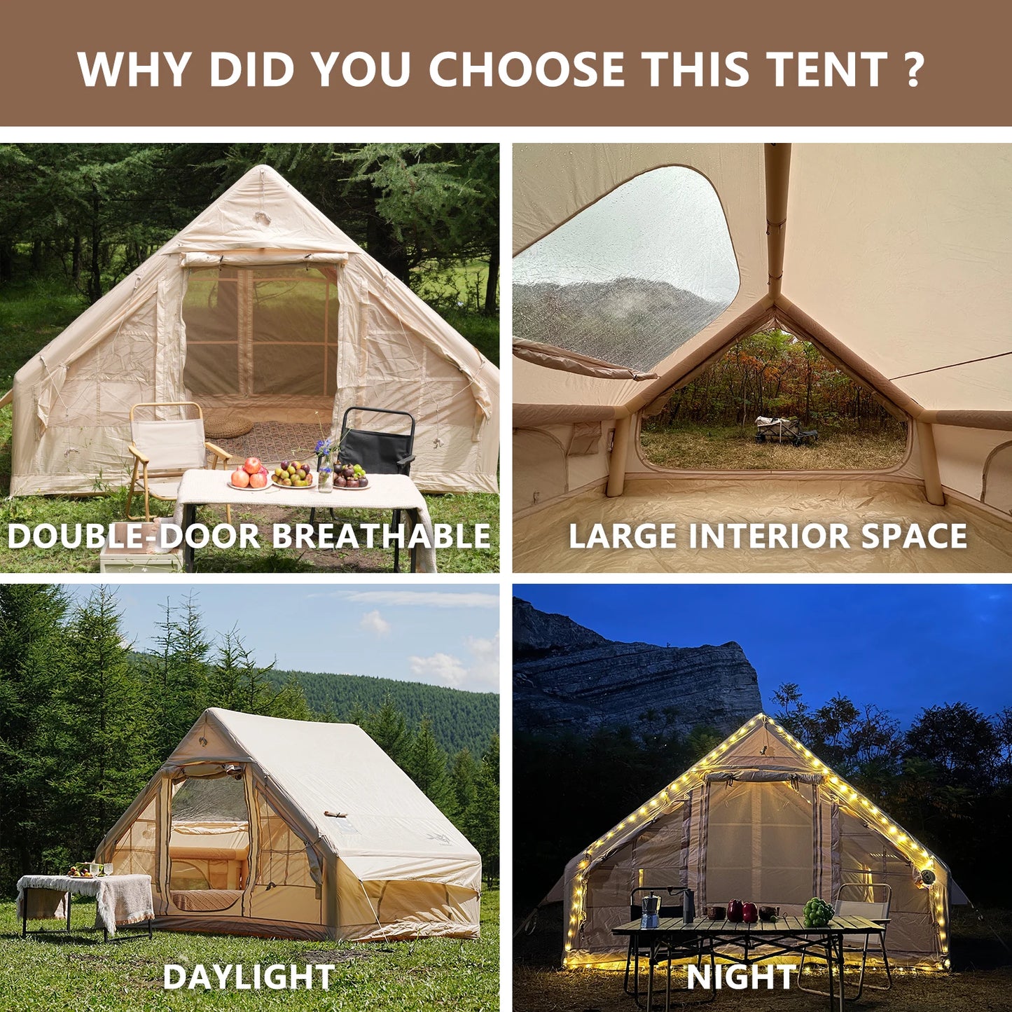 PAKICETUS Family Luxury Inflatable Tent With Skylight