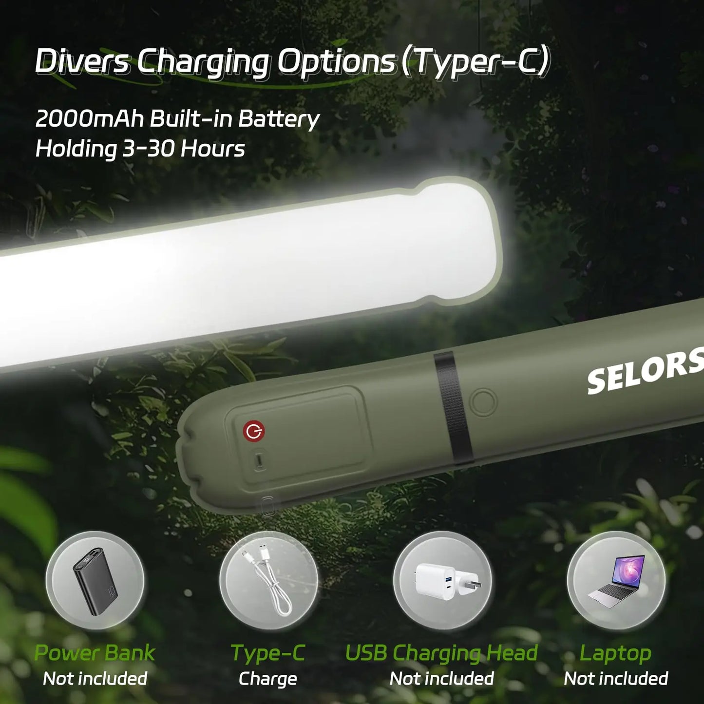 SELORSS Rechargeable Portable Spotlight Camping Lamp