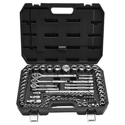 SucceBuy 86 Pieces 3/8 1/4 1/2in Drive Socket and Ratchet Set