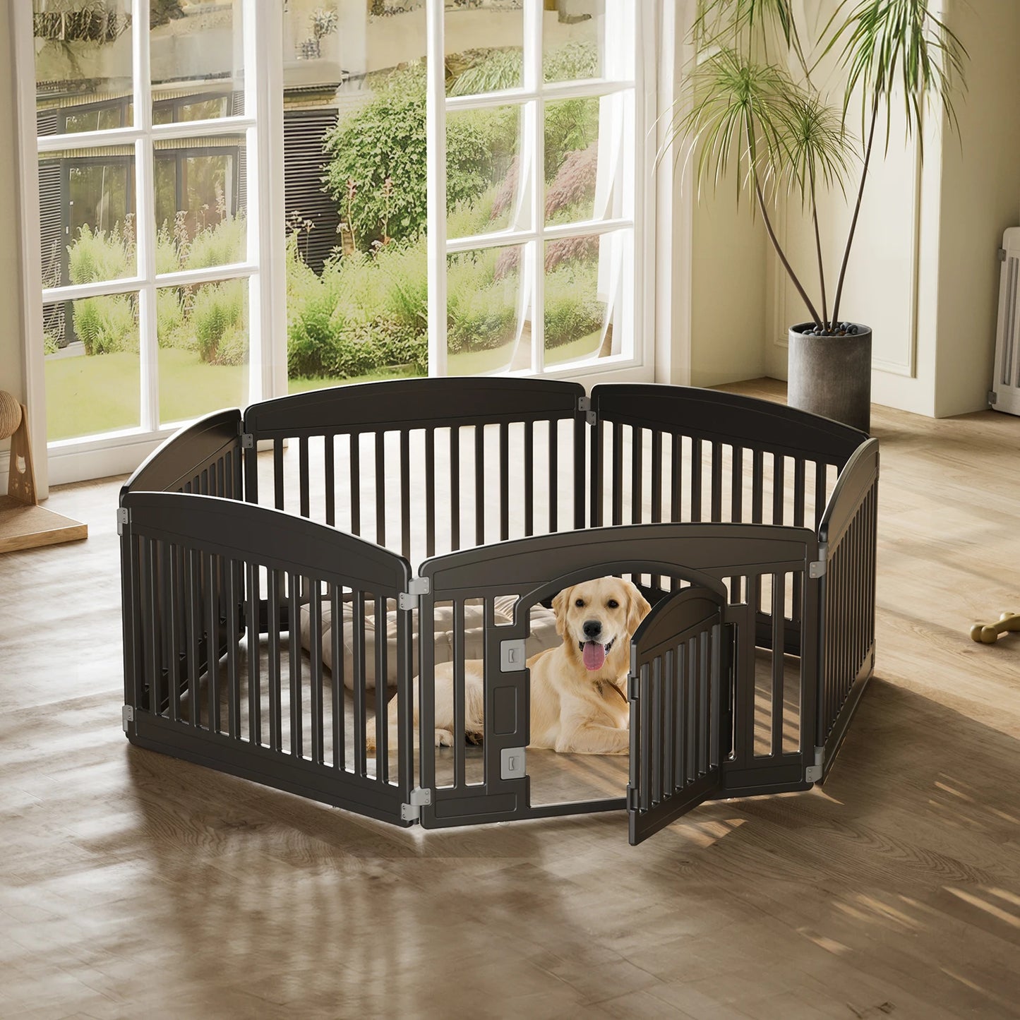 JHK Plastic Dog Playpen 6 Panel 24IN Expandable Durable Pet Fence