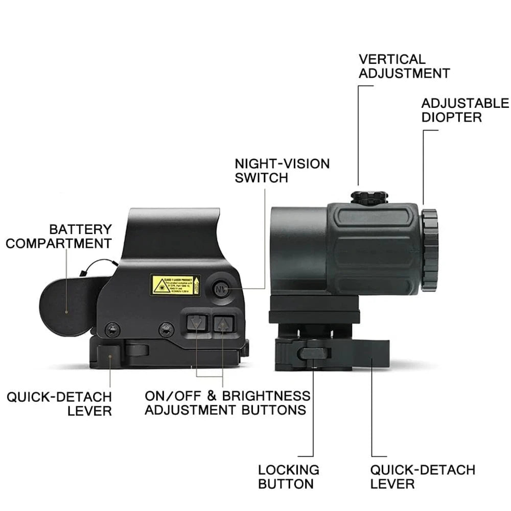 558+G43 Holographic Collimator Sight 558+G33/G45 Red Dot Optic Sight W/20mm Rail Mounts&Quick Detach Lever
