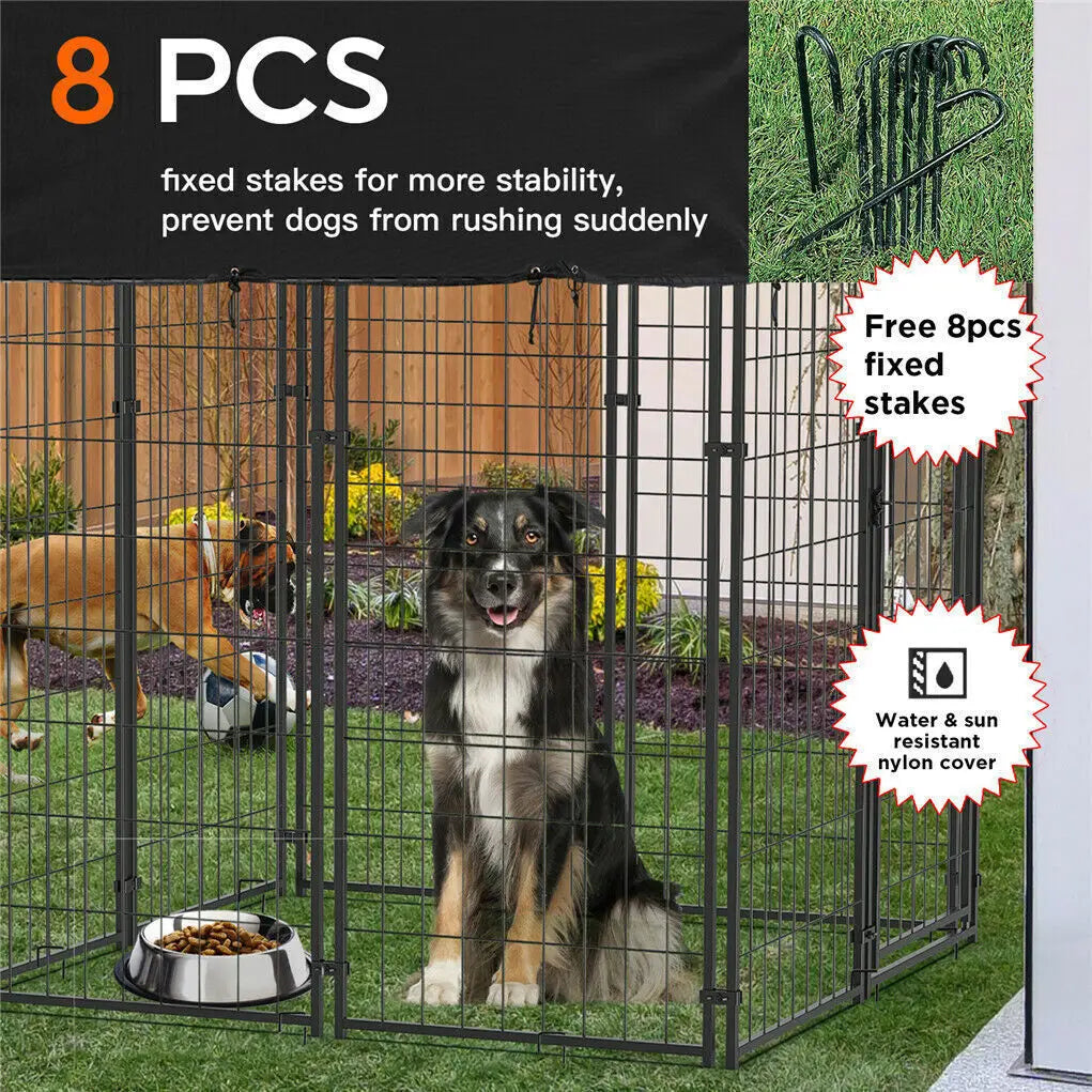 Oversize Dog Playpen with Roof for Outdoor Pet Kennel