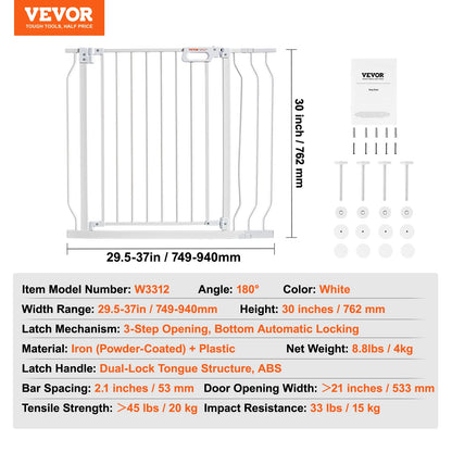 SucceBuy Baby/Pet Gate 28/30/36 Inches High Gate Easy Step Walk Thru