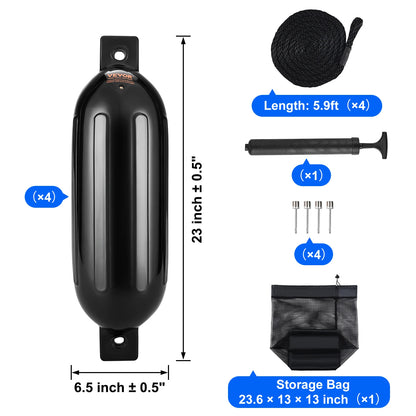 SucceBuy Inflatable Ribbed Fender with Center Holes, Air Pump & Storage Bag