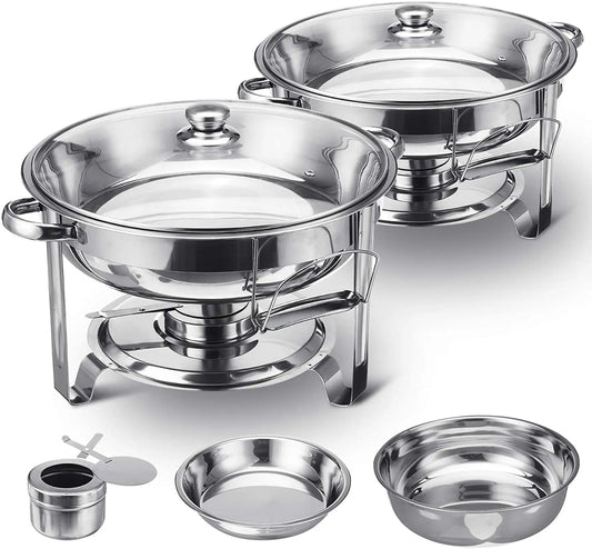 2PCS Stainless Steel Buffet Set
