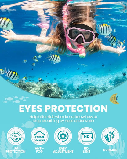 OutdoorMaster Stingray Kids Anti-Fog Swim Goggles with Nose Cover