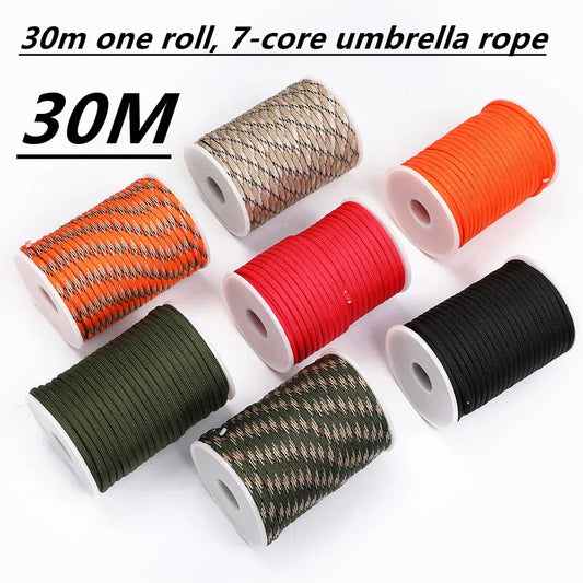 5M/15M/30M 7-Core 550 Paracord 4mm Parachute Cord Outdoor Camping survival Rope kit