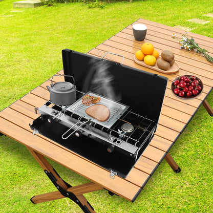 Portable Camping Stove with  3 Burner Griddle