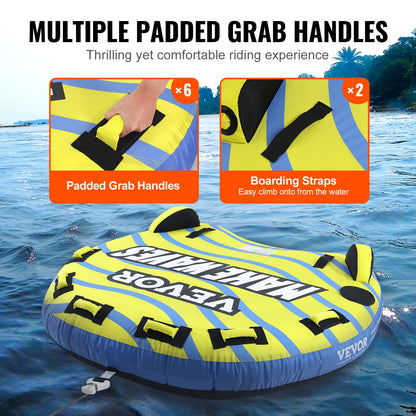 SucceBuy 1-3 People Towable Tube with Bumper Fins