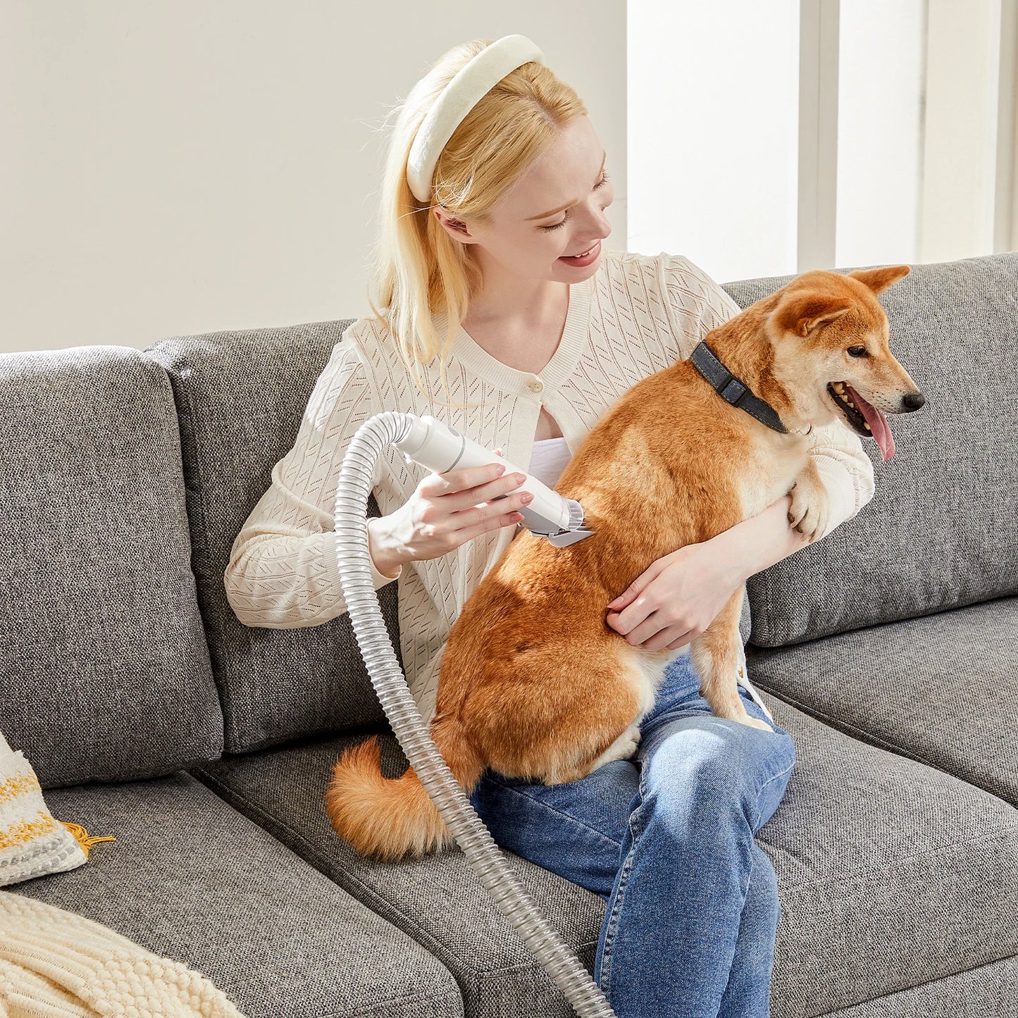2.5L Professional Pet Grooming Vacuum Kit 3 Suction Modes and 5 Groomer Tools with Cordless Low Noise
