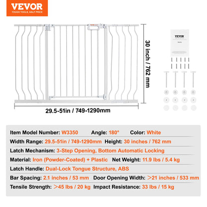 SucceBuy Baby/Pet Gate 28/30/36 Inches High Gate Easy Step Walk Thru