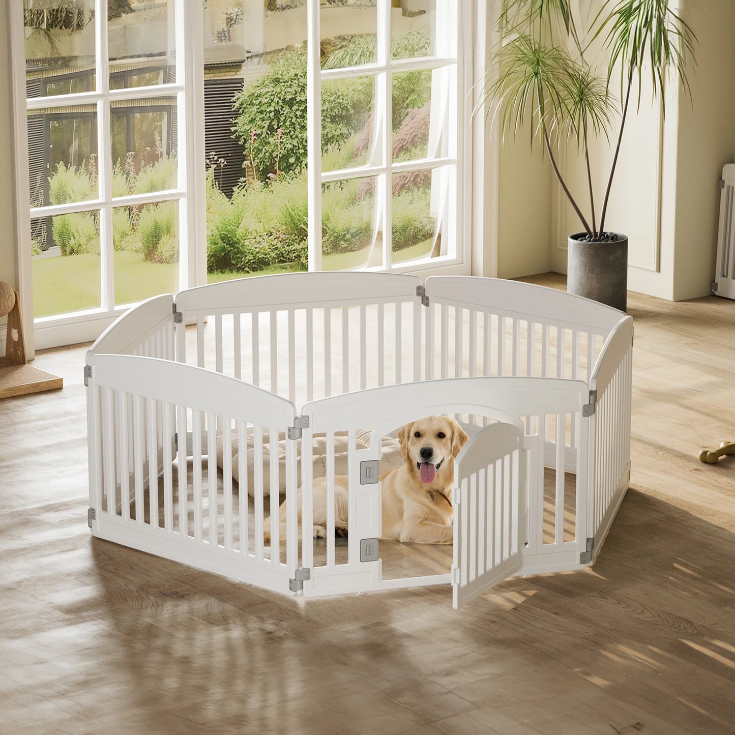 JHK Plastic Dog Playpen 6 Panel 24IN Expandable Durable Pet Fence