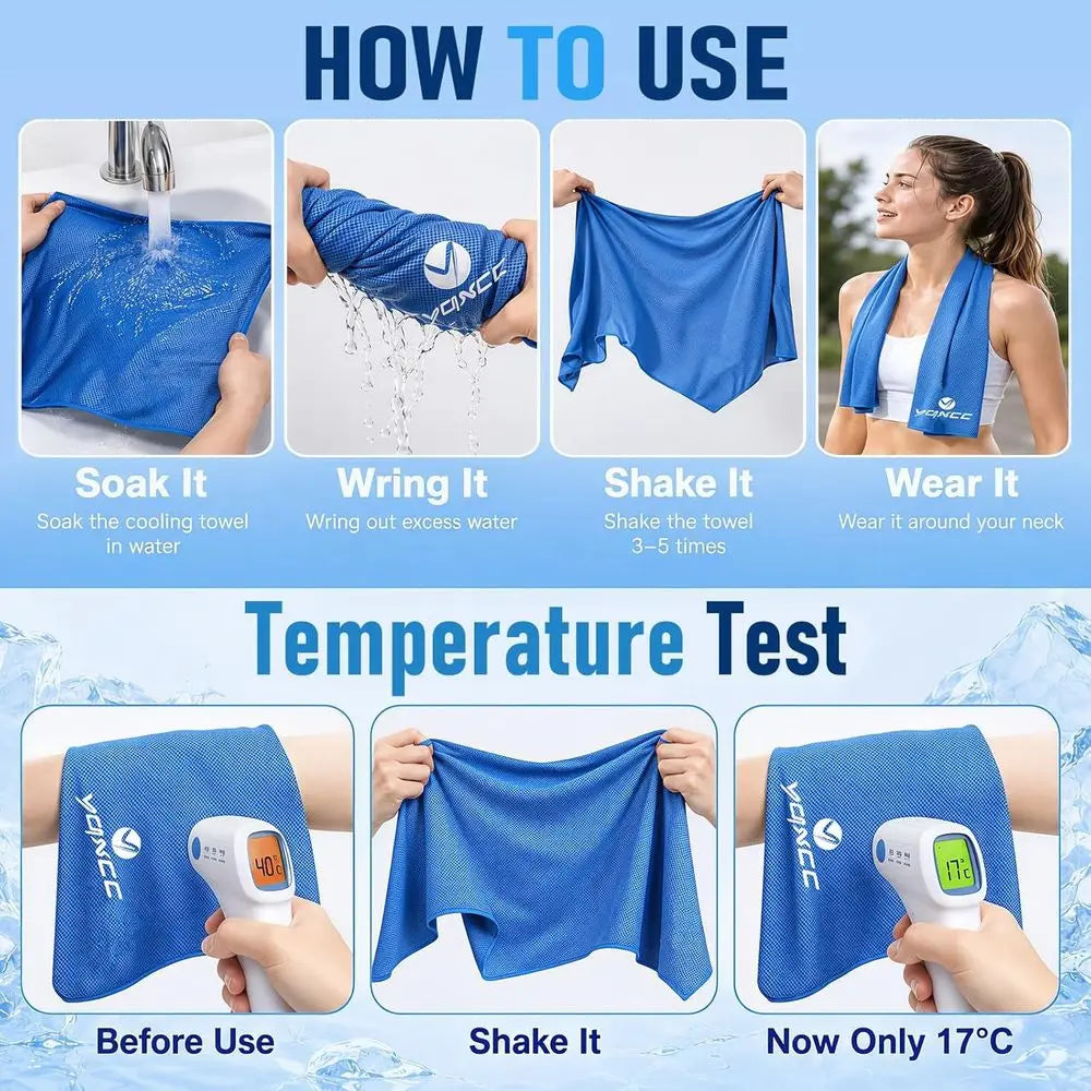 4 Pack Cooling Towels 40x12, Breathable Cool Rags for Gym, Yoga, Camping, and Hot Weather