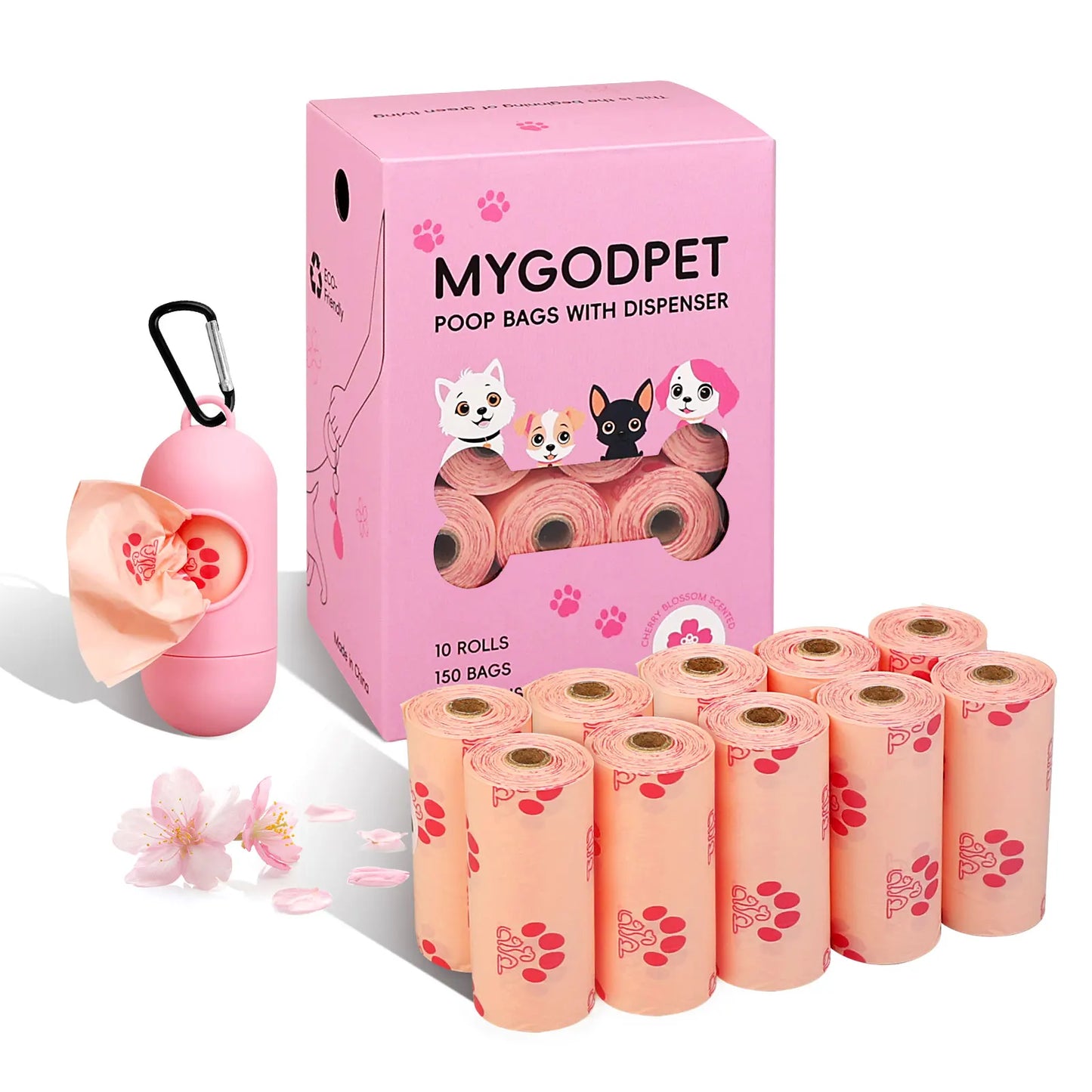 Dog Poop Bags Rolls with Dispenser 150 Count Biodegradable