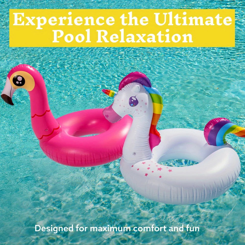 Joyfy 2Pack Flamingo Unicorn And Pool Float