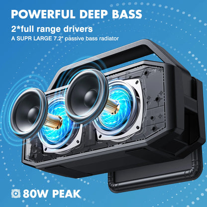 W-KING Portable Waterproof  Bluetooth Speakers Wireless with Subwoofer