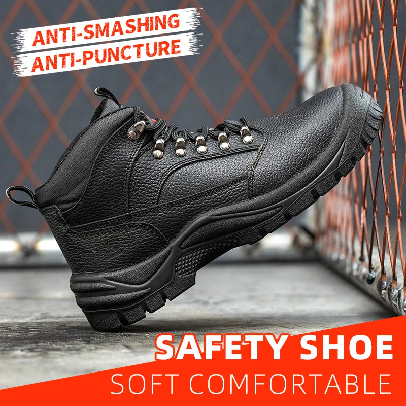 Puncture Proof Anti-skid Steel Toe High Top Work Safety Shoes