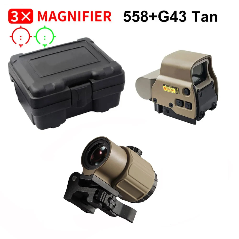 558+G43 Holographic Collimator Sight 558+G33/G45 Red Dot Optic Sight W/20mm Rail Mounts&Quick Detach Lever