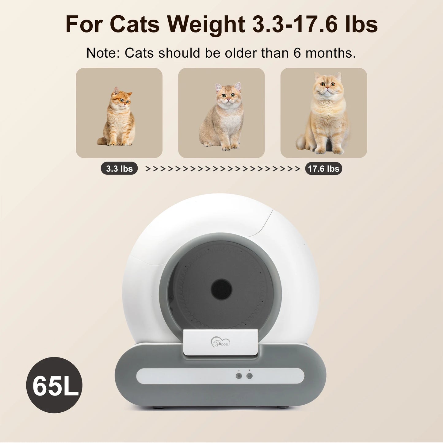 65L Self-Cleaning Cat Litter Box