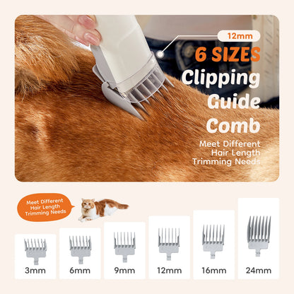 2.5L Professional Pet Grooming Vacuum Kit 3 Suction Modes and 5 Groomer Tools with Cordless Low Noise