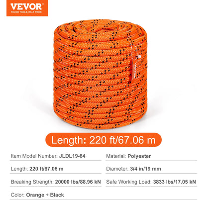 SucceBuy 220ft Dual-Weave  48-Strand Outdoor Polyester Rope