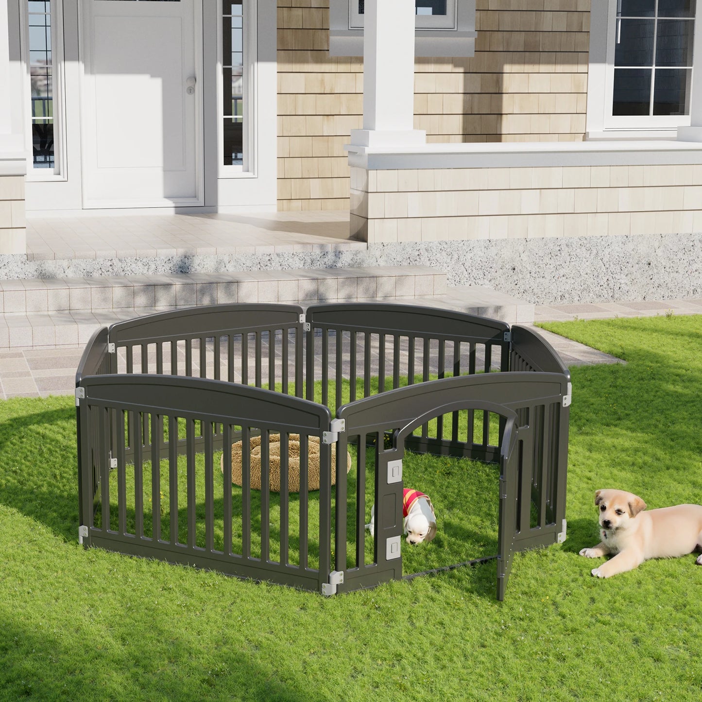 JHK Plastic Dog Playpen 6 Panel 24IN Expandable Durable Pet Fence