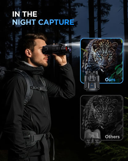 4K Night Vision Binoculars 64GB Memory Card 3inch Screen 8X Digital Zoom With Tactical Light