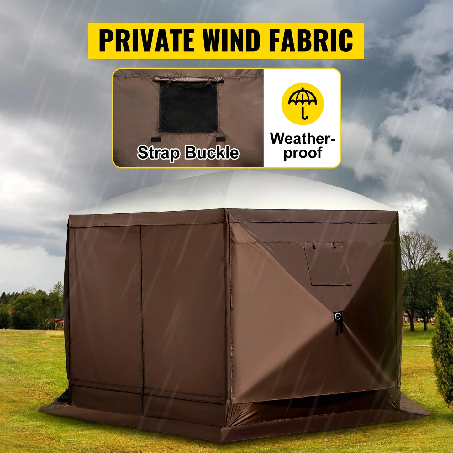 SucceBuy Pop-up Camping Gazebo Canopy 6 Sided 12' x 12' / 10' x 10'