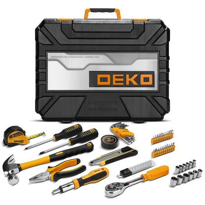 DEKO 228Pcs Socket Wrench Auto Repair Tool Combination Package with Plastic Toolbox Storage Case