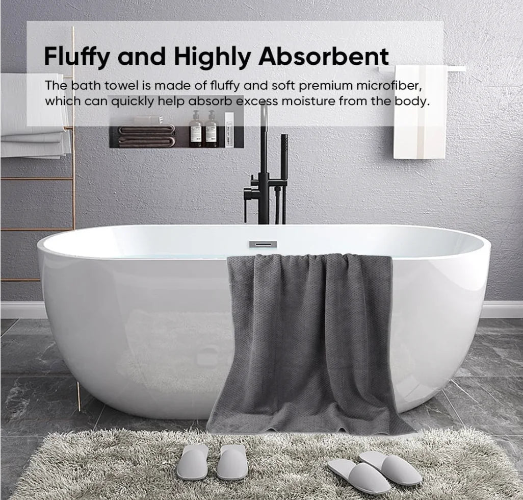 Microfiber Ultra Soft Highly Absorbent Bath Towel Set Pack of 2 (27 x 54 Inches)