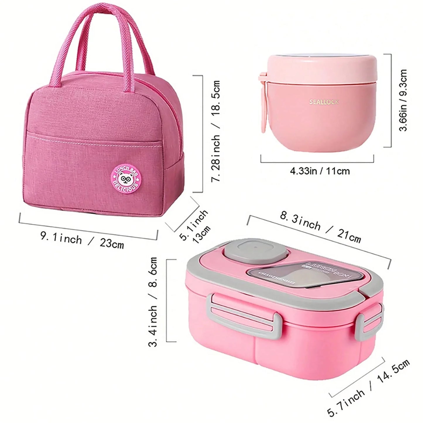 2-Layer Multi-Compartment Lunch Box Set Includes Cutlery And Sauce Container
