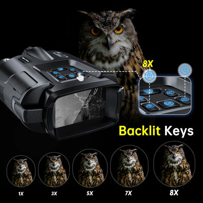 Night Vision Binoculars 4K Infrared Rechargeable 8X Digital Zoom Darkness Goggles Rechargeable