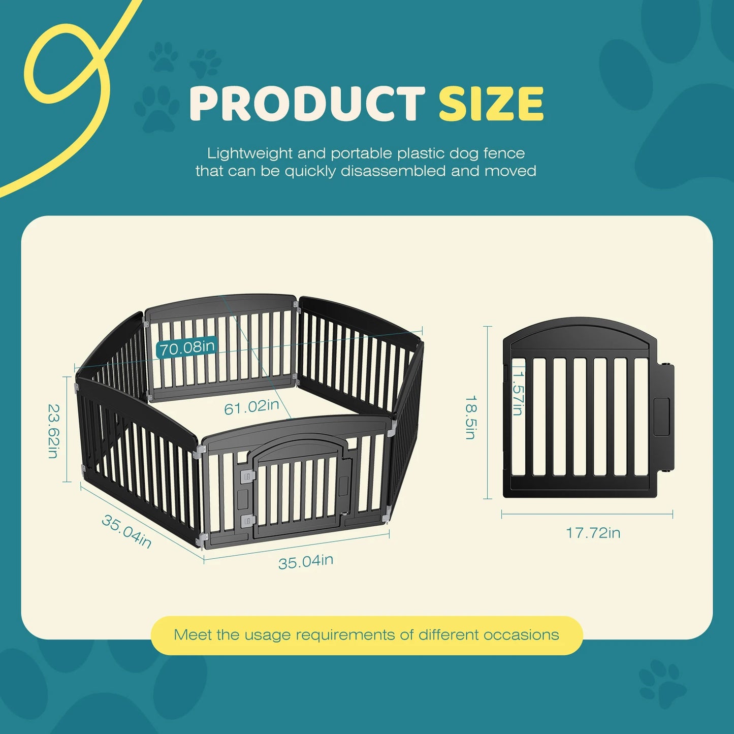JHK Plastic Dog Playpen 6 Panel 24IN Expandable Durable Pet Fence