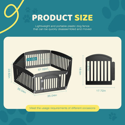 JHK Plastic Dog Playpen 6 Panel 24IN Expandable Durable Pet Fence