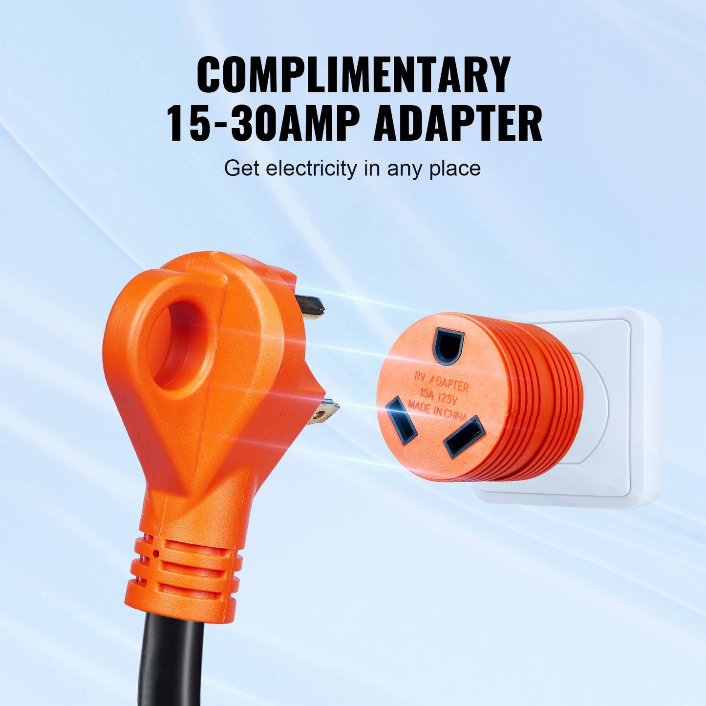 SucceBuy 25/50ft RV Extension Cord 30/50Amp STW RV with LED Indicator Handle 15A Adapter