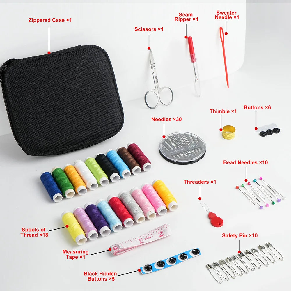 Portable, Mini, Basic Mixed Color Canvas Sewing Kit -