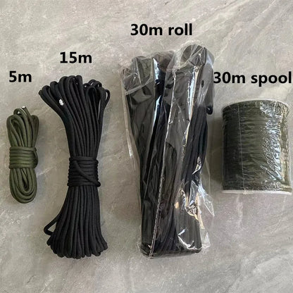 5M/15M/30M 7-Core 550 Paracord 4mm Parachute Cord Outdoor Camping survival Rope kit