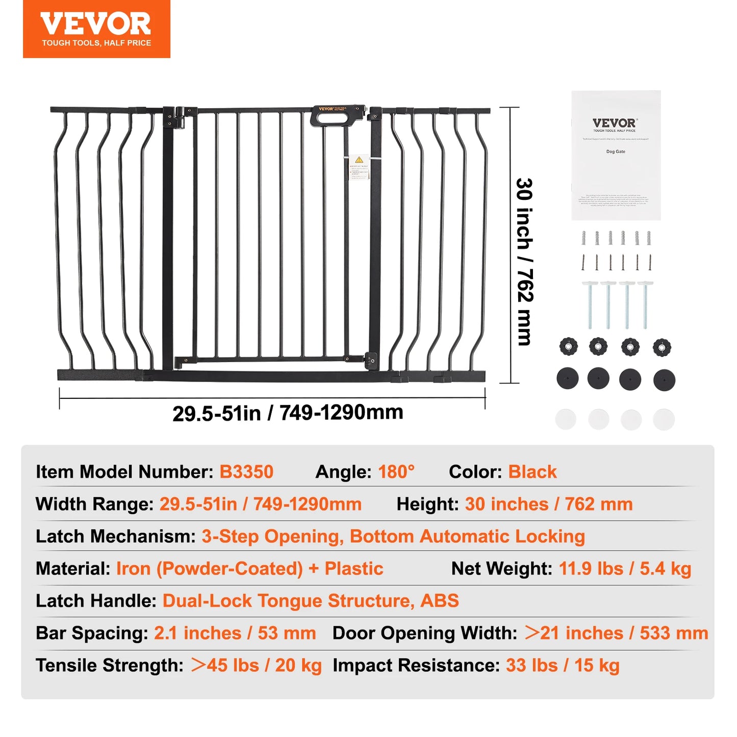 SucceBuy Baby/Pet Gate 28/30/36 Inches High Gate Easy Step Walk Thru