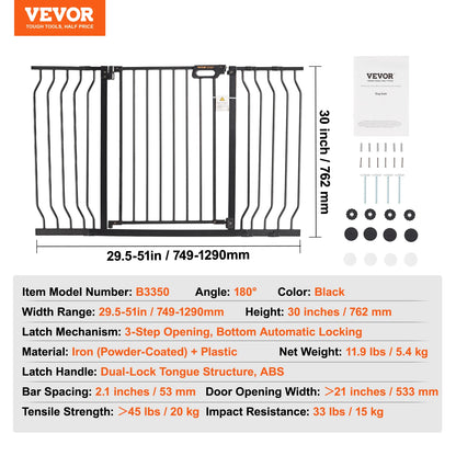 SucceBuy Baby/Pet Gate 28/30/36 Inches High Gate Easy Step Walk Thru
