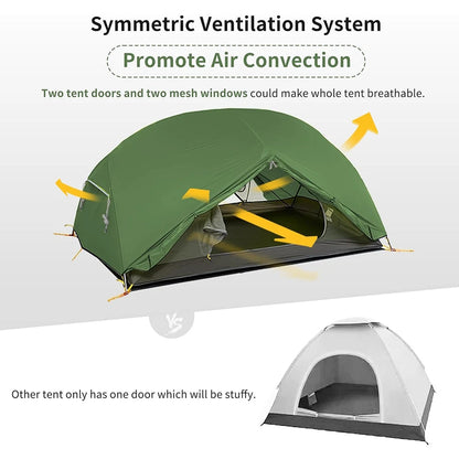Naturehike Mongar 2 Person Waterproof Ultralight Tent with Mat Backpacking