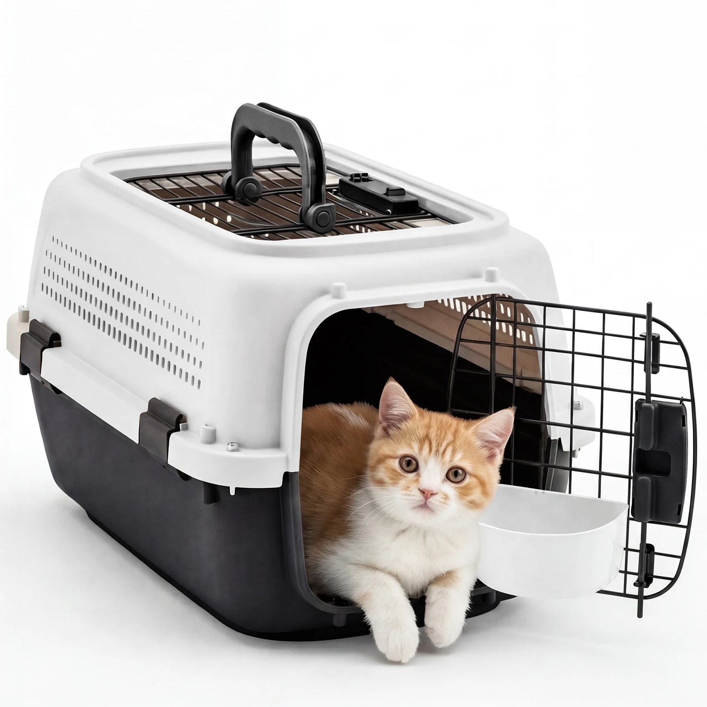 JHK 23Inch Travel Crate-Pet Carrier - Front & Top Load With Door Food Bowl with Enhanced Security Latchesf
