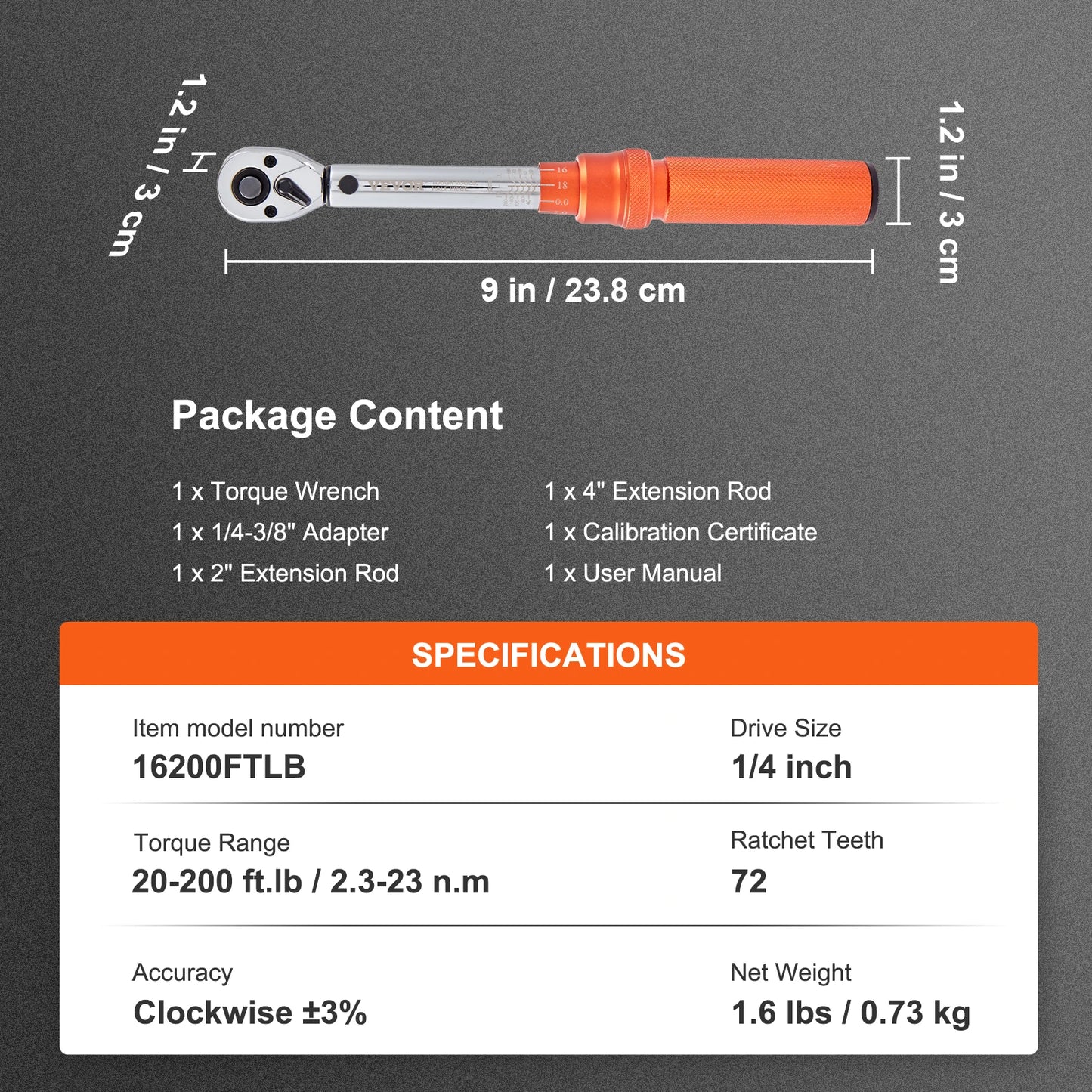 SucceBuy 1/2" 1/4" 3/8" Mechanical Torque Wrench Set
