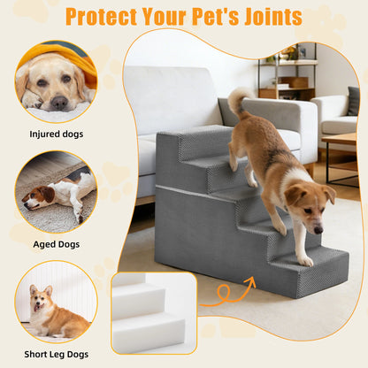 JHK 3-5 Step Right Angled Foam Dog Stairs