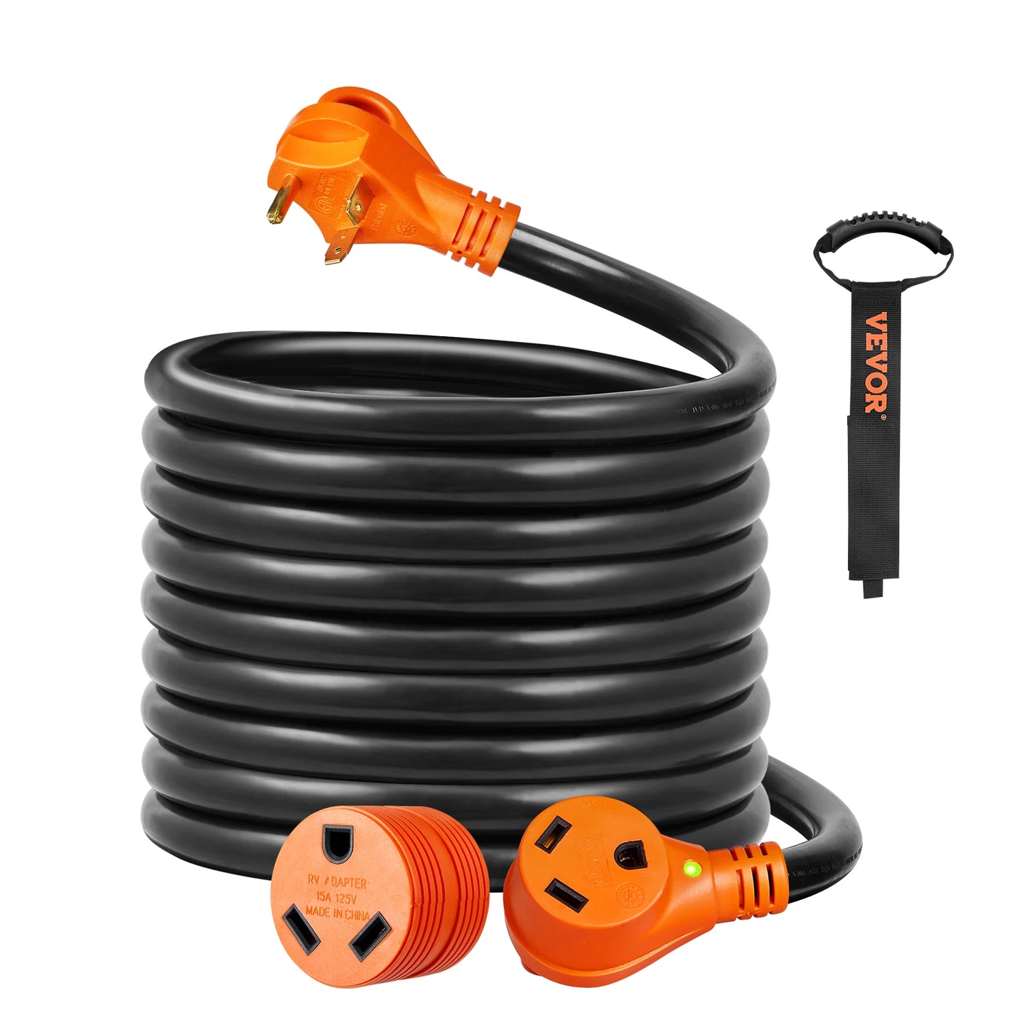 SucceBuy 25/50ft RV Extension Cord 30/50Amp STW RV with LED Indicator Handle 15A Adapter