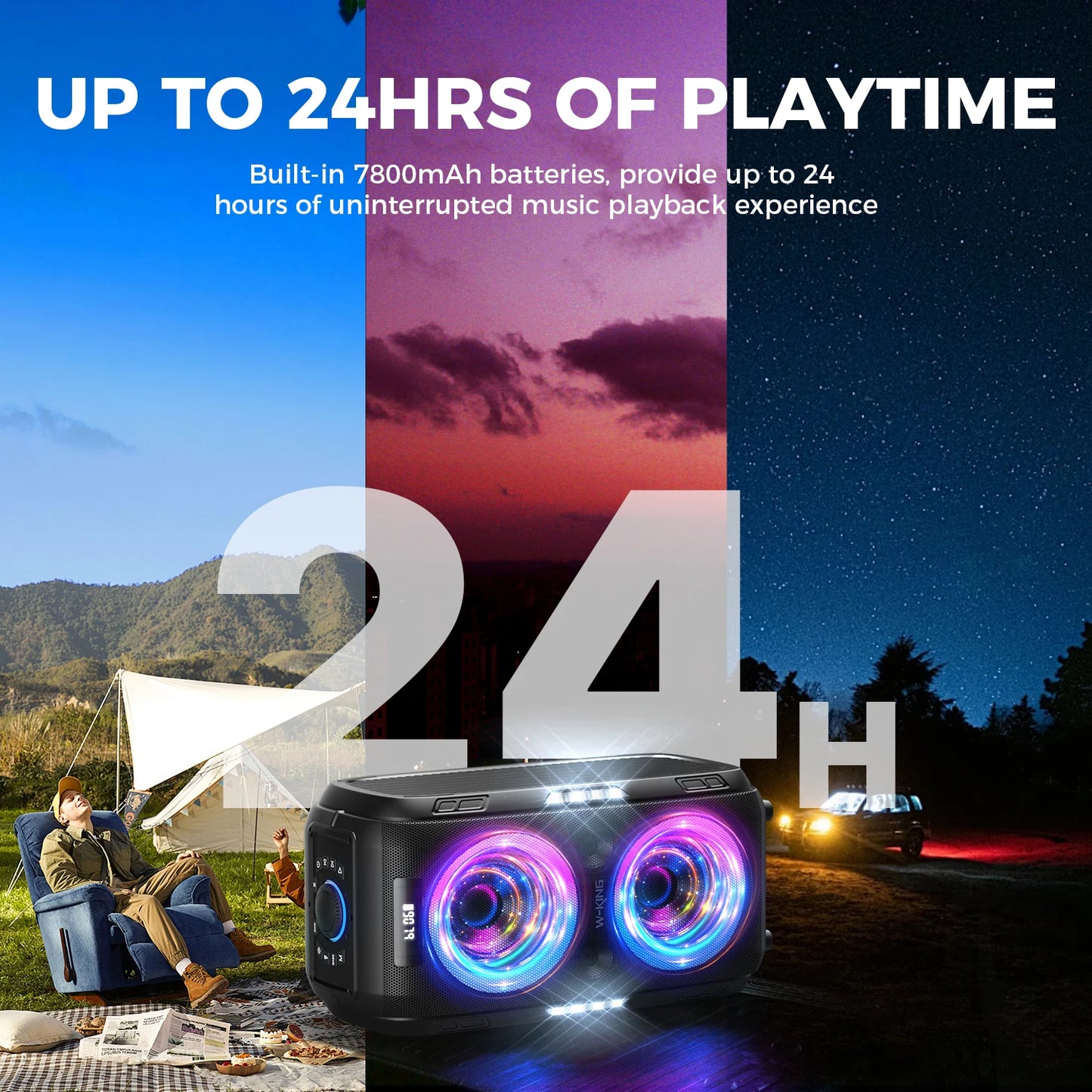 W-KING 250W PEAK Large Portable Bluetooth  Wireless Speaker