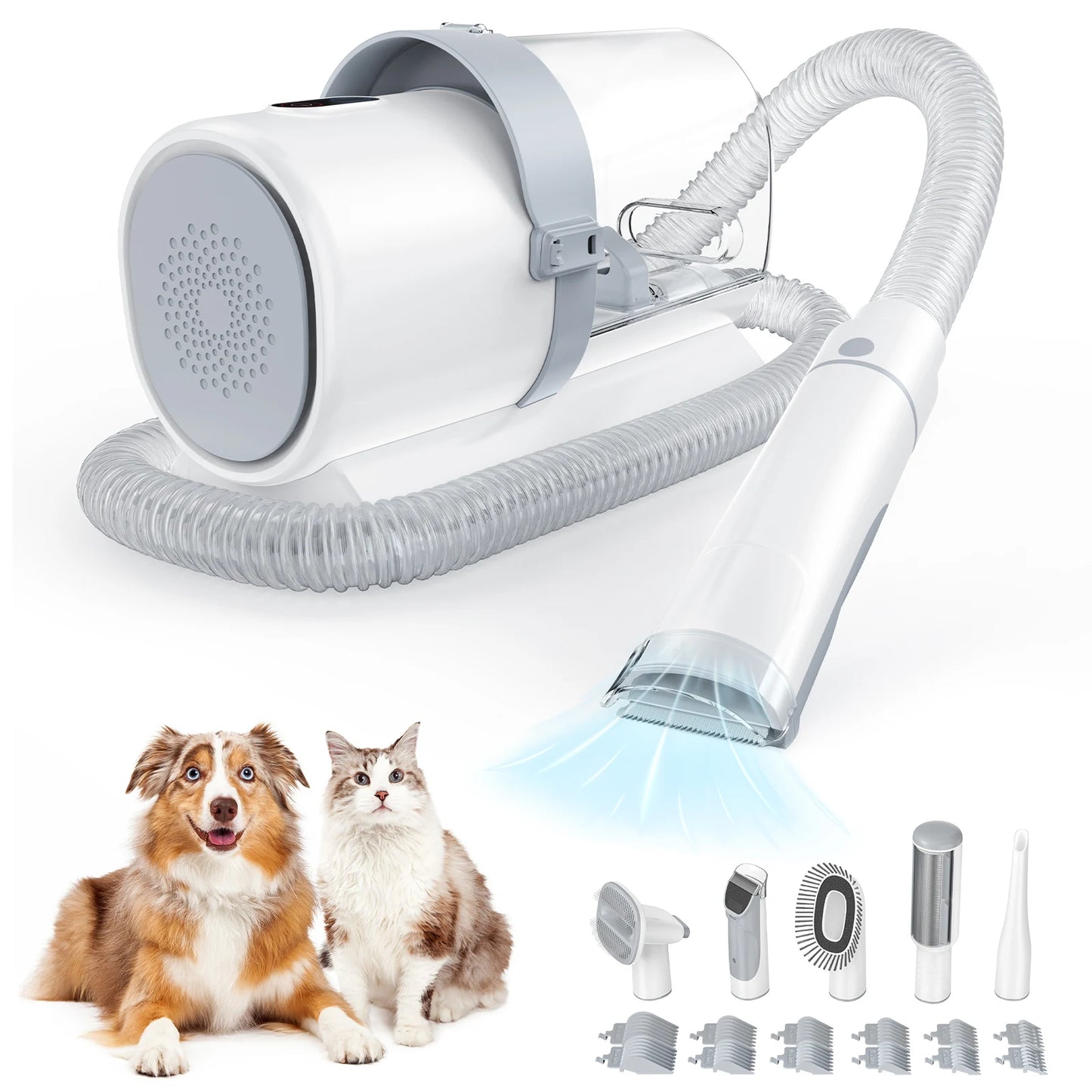 2.5L Professional Pet Grooming Vacuum Kit 3 Suction Modes and 5 Groomer Tools with Cordless Low Noise