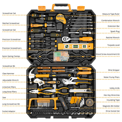 DEKO 228Pcs Socket Wrench Auto Repair Tool Combination Package with Plastic Toolbox Storage Case