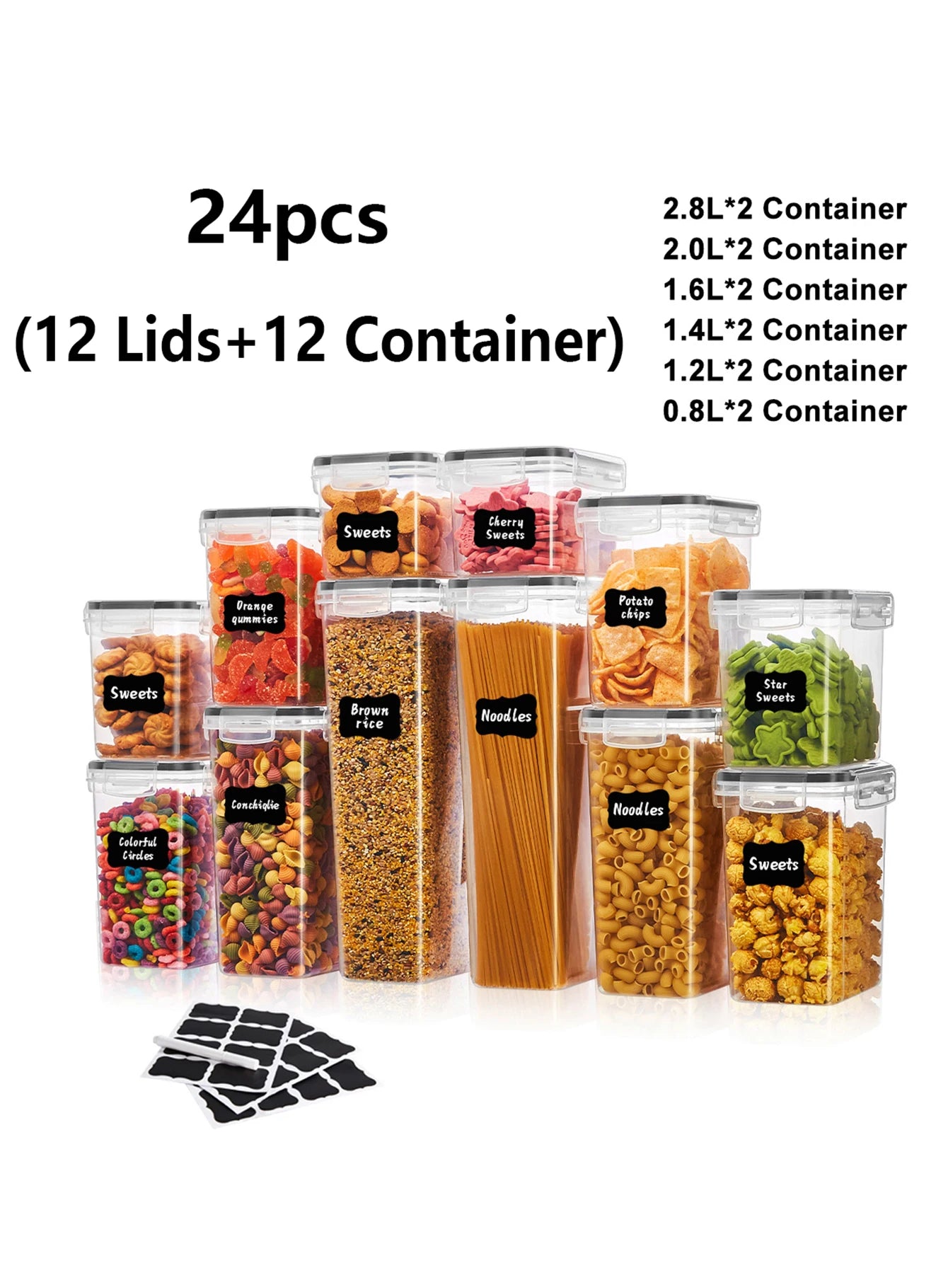 24/48pcs，Sealed food storage containers with LIDS