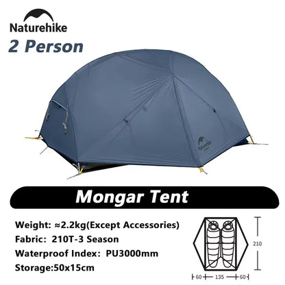 Naturehike Mongar 2 Person Waterproof Ultralight Tent with Mat Backpacking