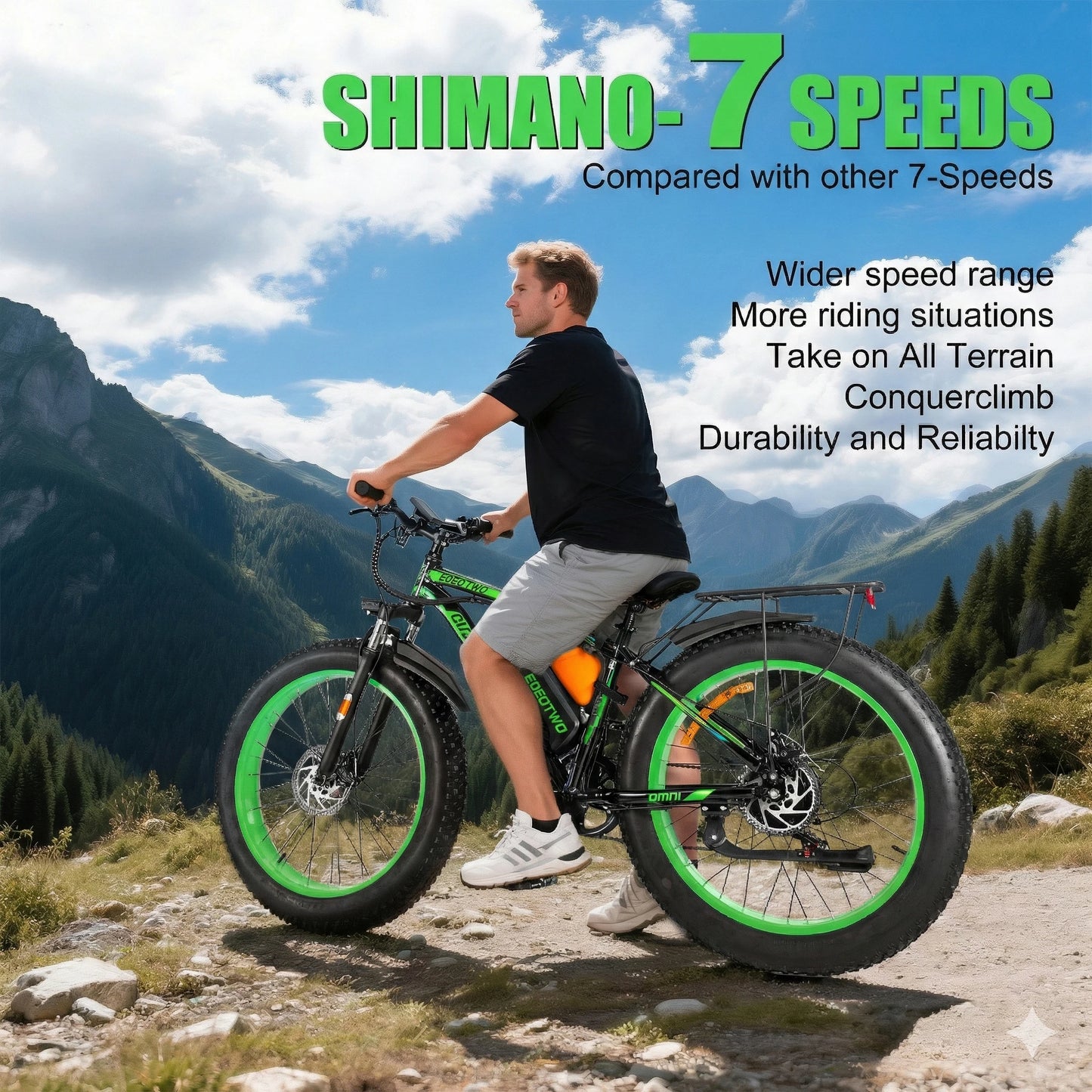 26" Fat Tire Electric Bike 48V 20Ah Battery 1000W Motor (Peak 1500W)  25-30MPH